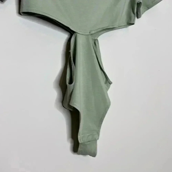 Petite Sage Green Cotton Cut Out Bodysuit - Picture 9 of 12